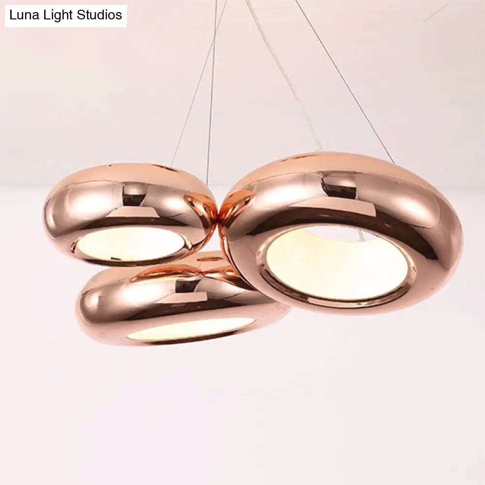 Modern Led Donut Iron Ceiling Lamp - 1/3/5 Lights Black/Rose Gold Chandelier Pendant Adjustable