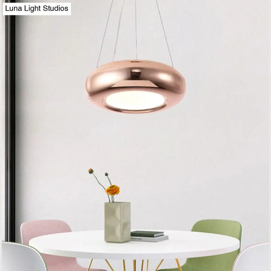 Modern Led Donut Iron Ceiling Lamp - 1/3/5 Lights Black/Rose Gold Chandelier Pendant Adjustable