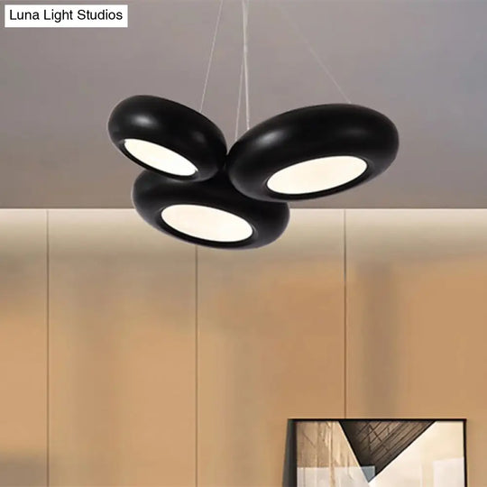 Modern Led Donut Iron Ceiling Lamp - 1/3/5 Lights Black/Rose Gold Chandelier Pendant Adjustable