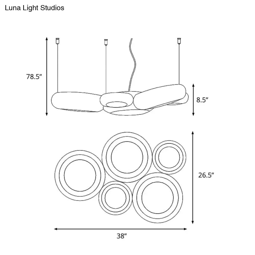 Modern Led Donut Iron Ceiling Lamp - 1/3/5 Lights Black/Rose Gold Chandelier Pendant Adjustable