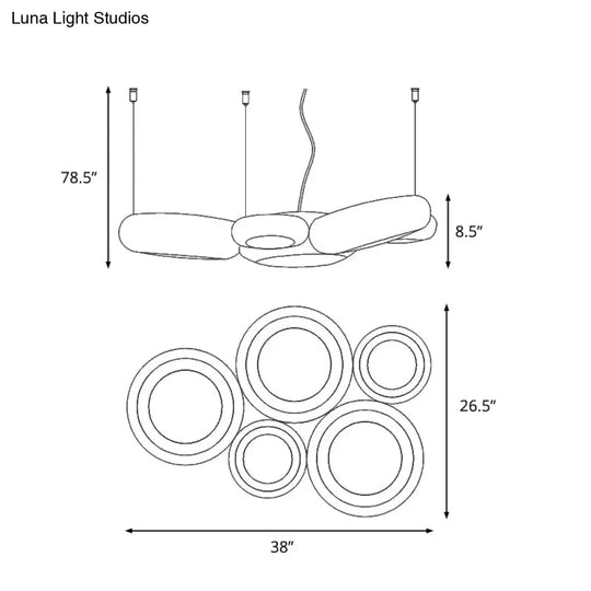 Modern Led Donut Iron Ceiling Lamp - 1/3/5 Lights Black/Rose Gold Chandelier Pendant Adjustable