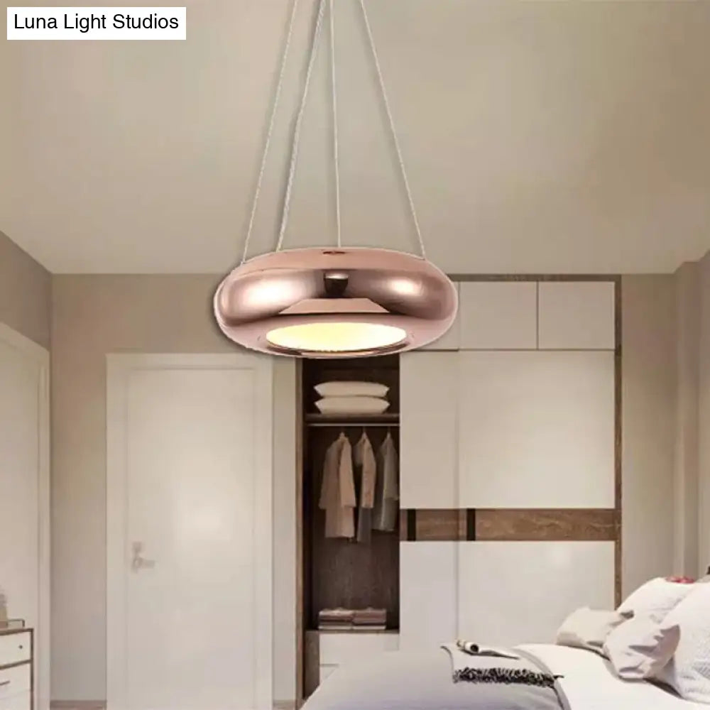 Modern Led Donut Iron Ceiling Lamp - 1/3/5 Lights Black/Rose Gold Chandelier Pendant Adjustable