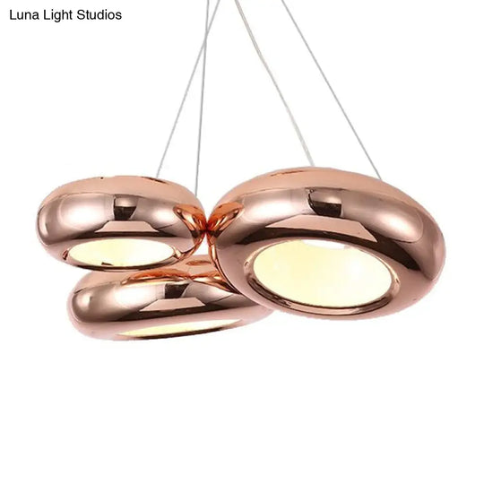 Modern Led Donut Iron Ceiling Lamp - 1/3/5 Lights Black/Rose Gold Chandelier Pendant Adjustable