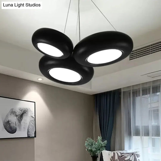 Modern Led Donut Iron Ceiling Lamp - 1/3/5 Lights Black/Rose Gold Chandelier Pendant Adjustable