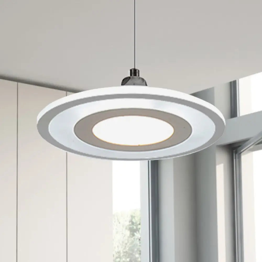 Modern Led Drop Pendant Ceiling Lamp With Acrylic White Shade - Warm/White Light / Warm