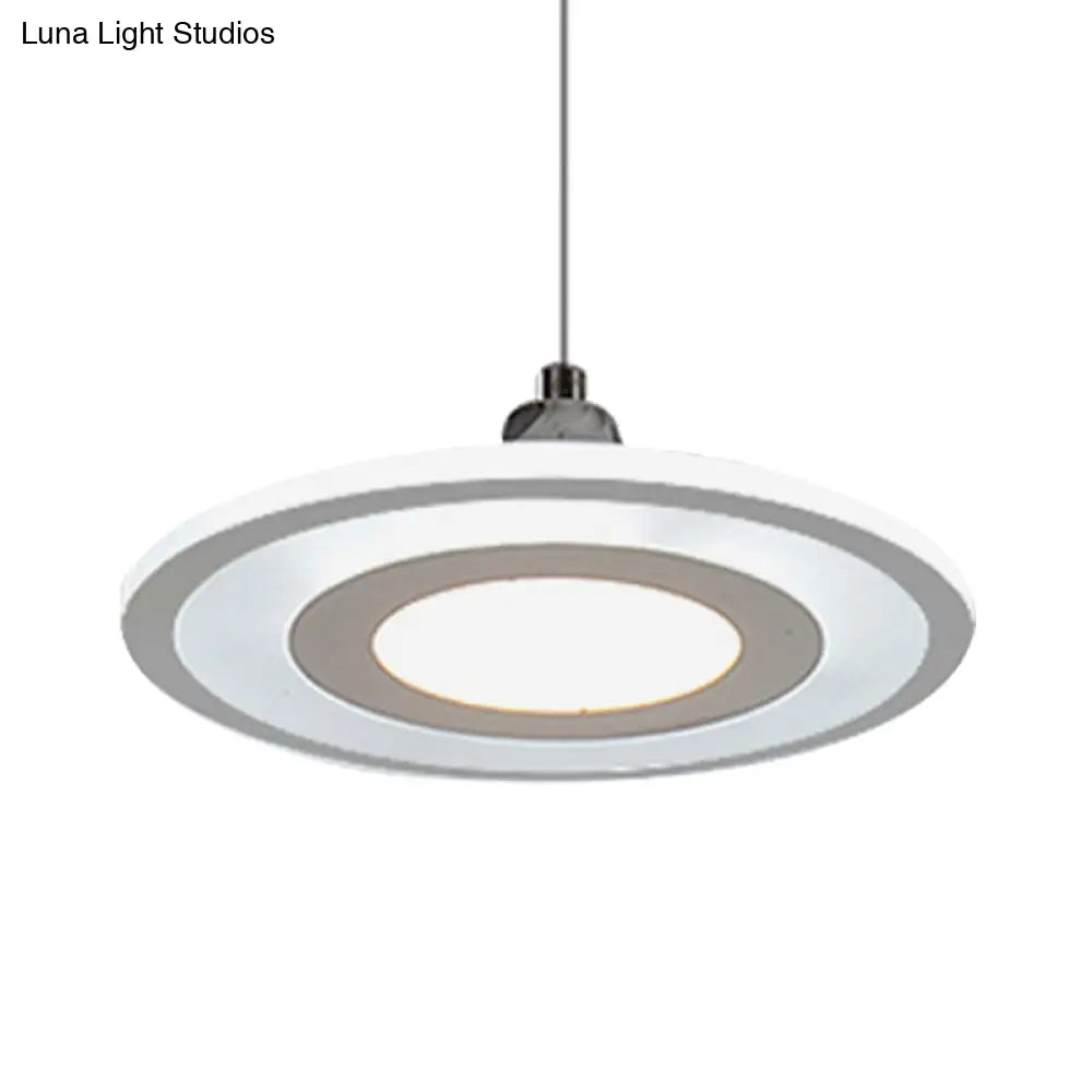 Contemporary Led Drop Pendant With White Acrylic Shade - Warm/White Light