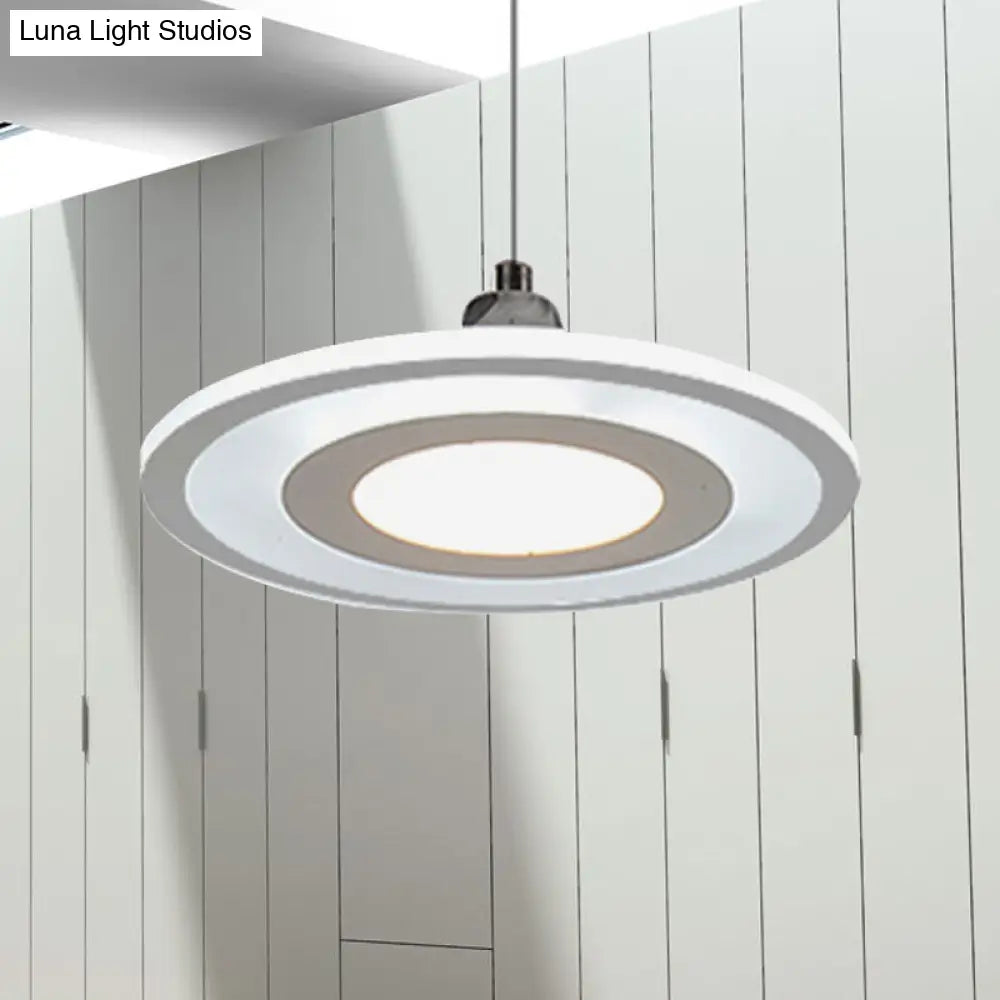 Contemporary Led Drop Pendant With White Acrylic Shade - Warm/White Light