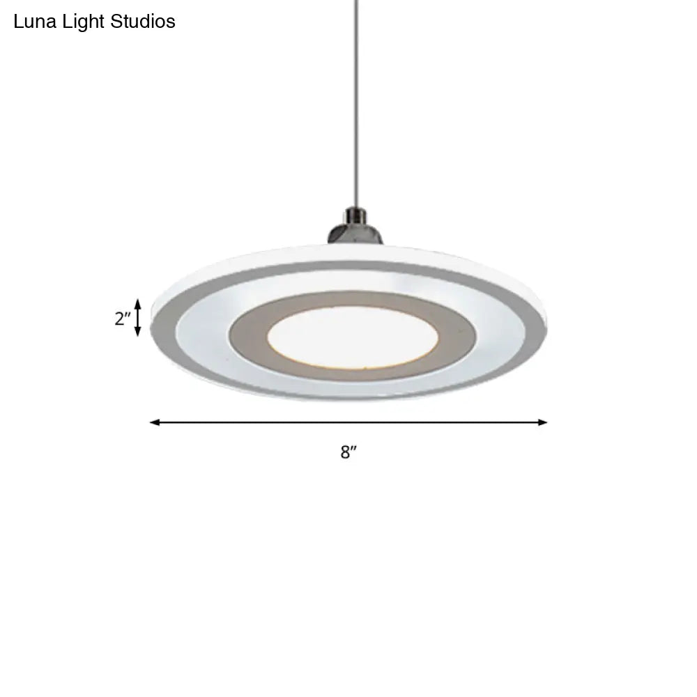 Modern Led Drop Pendant Ceiling Lamp With Acrylic White Shade - Warm/White Light