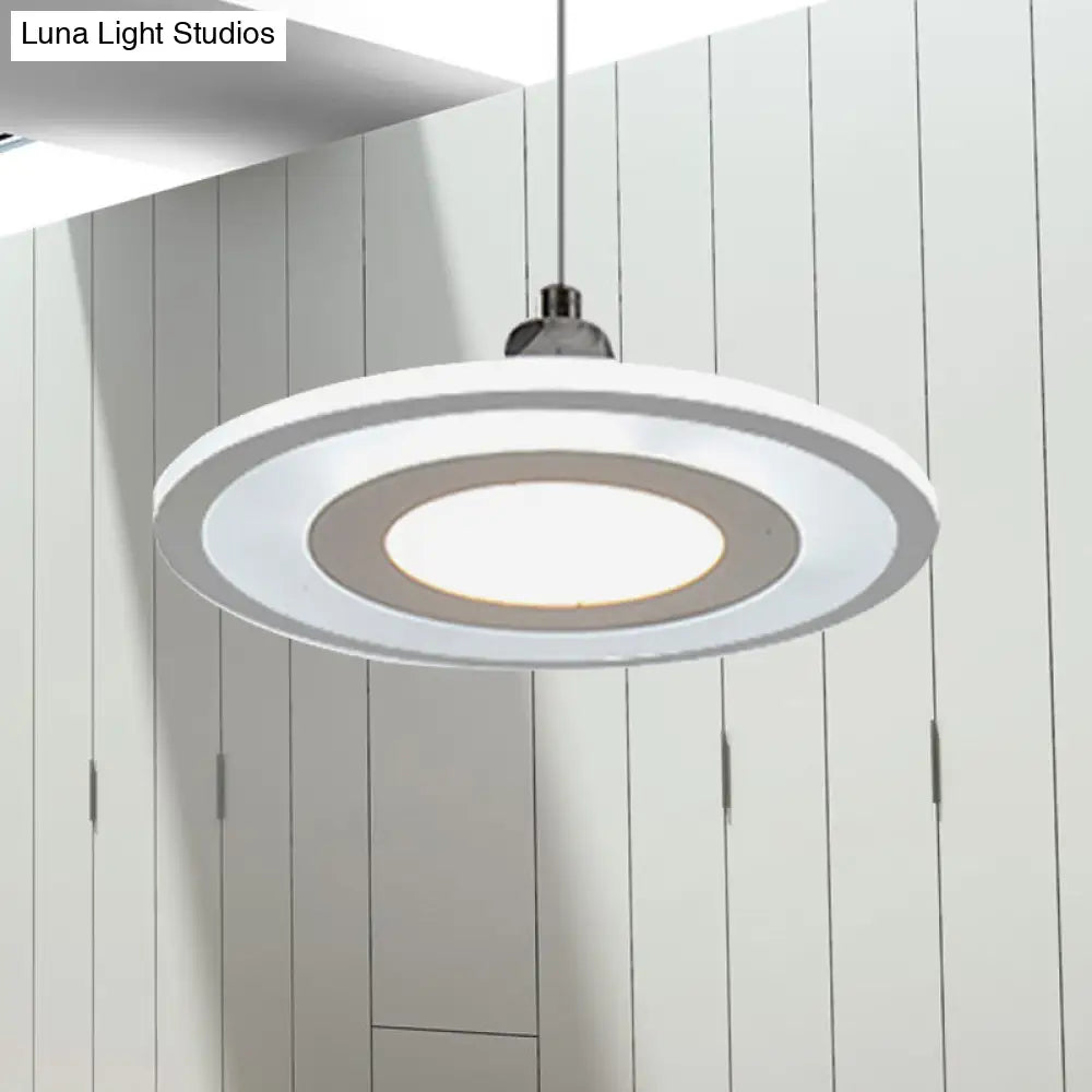 Modern Led Drop Pendant Ceiling Lamp With Acrylic White Shade - Warm/White Light