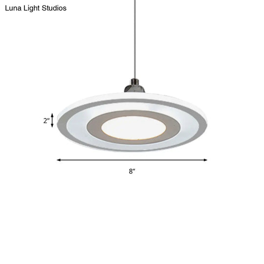 Contemporary Led Drop Pendant With White Acrylic Shade - Warm/White Light