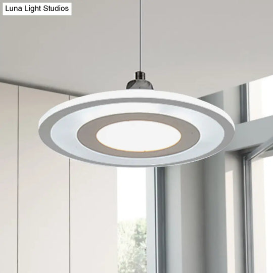 Contemporary Led Drop Pendant With White Acrylic Shade - Warm/White Light / Warm