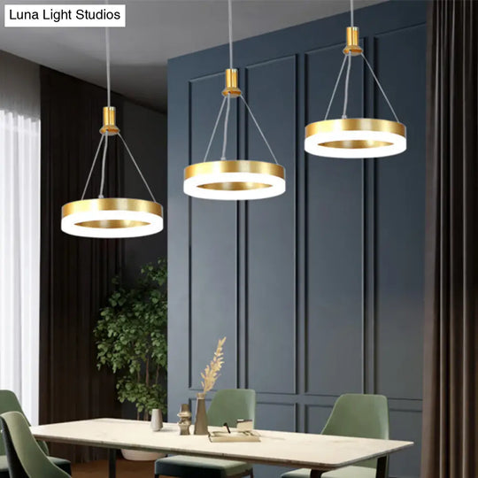 Modern Led Ring Shaped Dining Room Pendant Light In Gold/Coffee Warm/White Gold / Warm