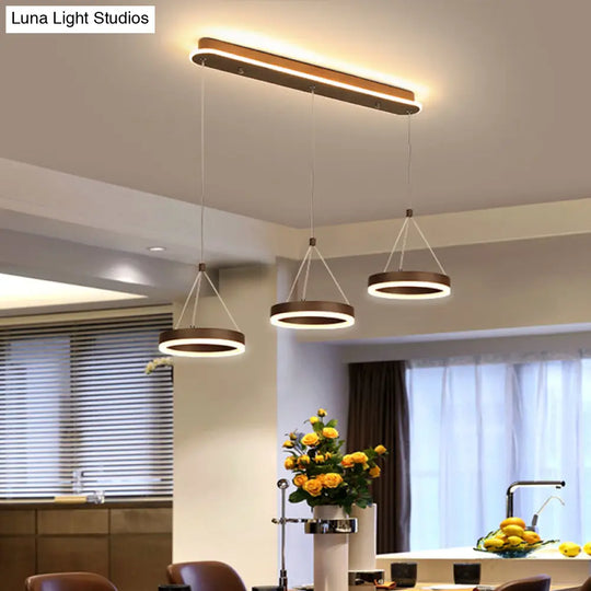 Modern Led Ring Shaped Dining Room Pendant Light In Gold/Coffee Warm/White Coffee / White