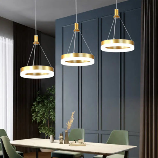 Modern Led Drop Pendant Light - Ring Shaped Gold/Coffee Warm/White Gold / Warm