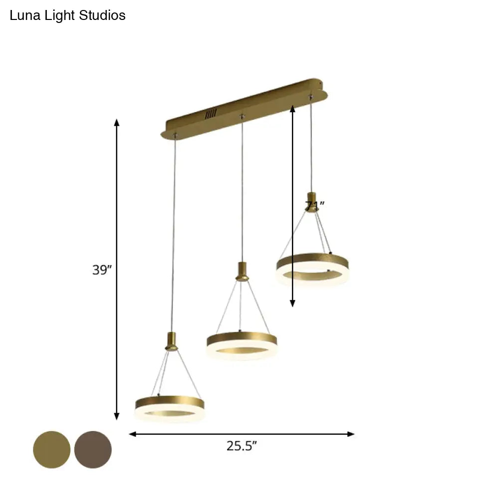 Modern Led Drop Pendant Light - Ring Shaped Gold/Coffee Warm/White