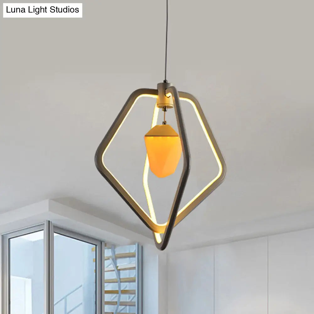 Modern Led Pendant Light With Pinecone Detail - Dual Pentagon Acrylic Design White