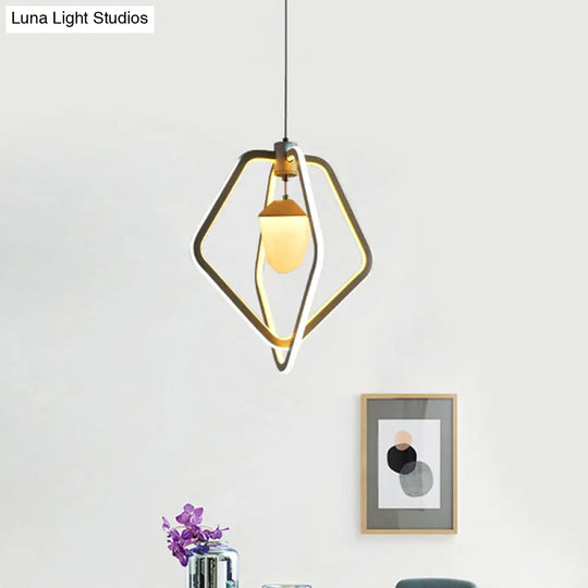 Modern Led Dual Pentagon Acrylic Pendant Light With Pinecone Inside - White Suspension Lamp