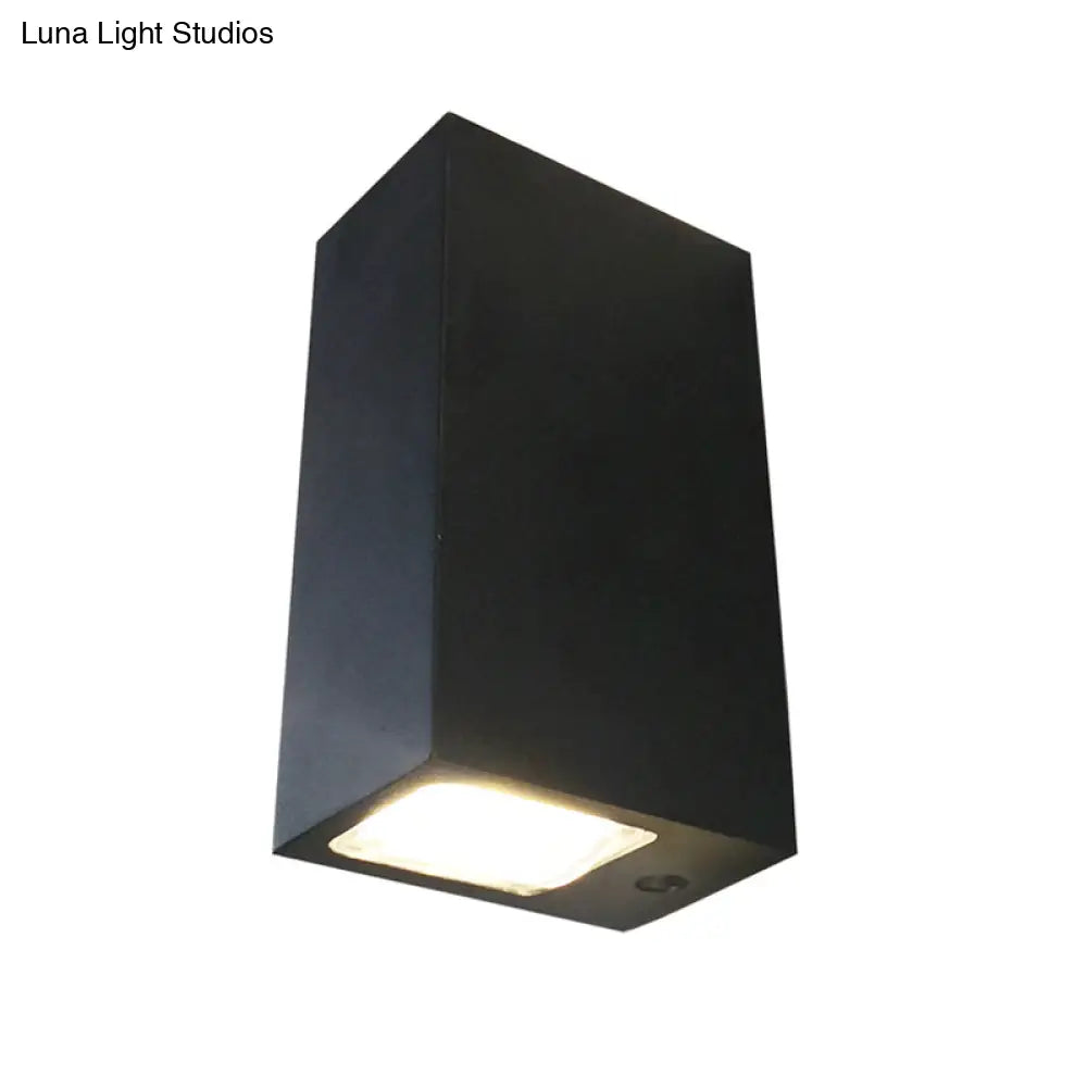 Modern Led Dual-Sided Wall Lamp - Black Rectangular Sconce With Metal Shade Blue/Purple/Yellow Light