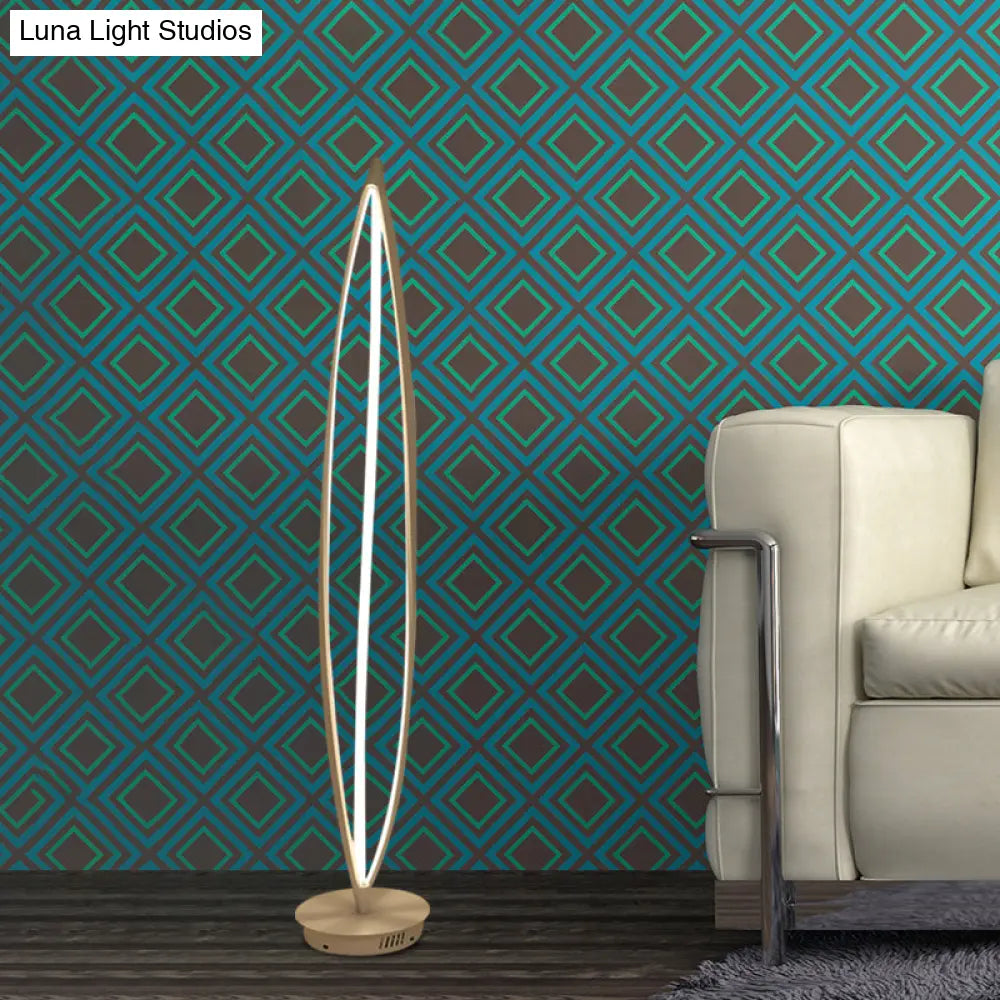 Modern Led Floor Lamp - Metallic Leaf Design Adjustable Light Temperature