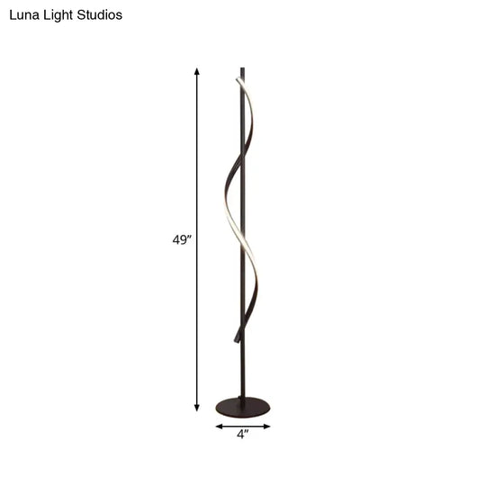 Modern Led Floor Lamp With Black Bubbling/Wavy/Twisting Design Acrylic Shade And Warm/White Light