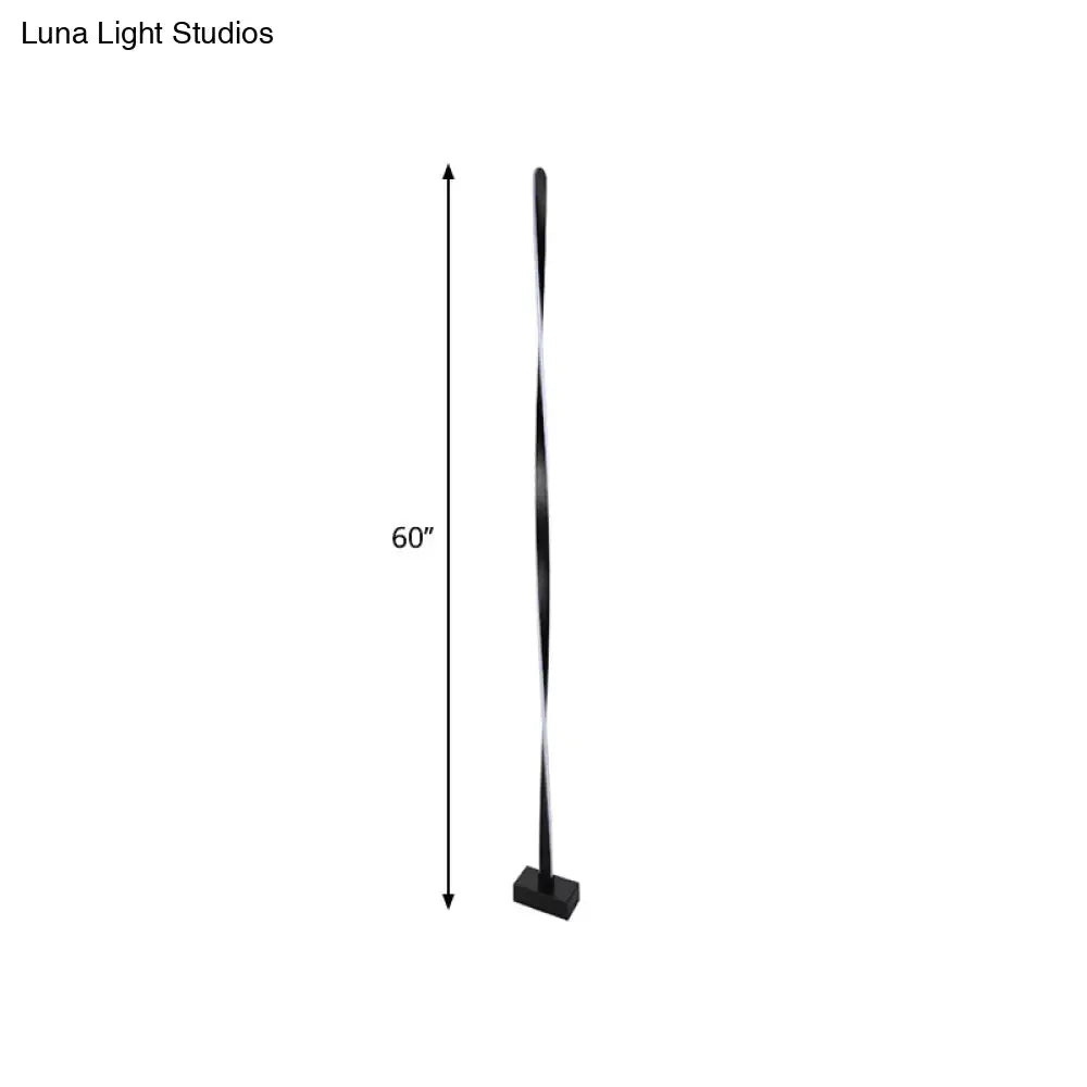 Modern Led Floor Lamp With Black Bubbling/Wavy/Twisting Design Acrylic Shade And Warm/White Light