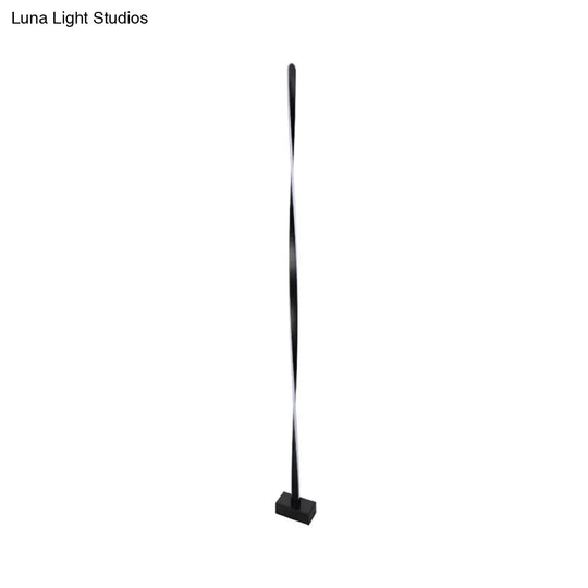 Modern Led Floor Lamp With Black Bubbling/Wavy/Twisting Design Acrylic Shade And Warm/White Light