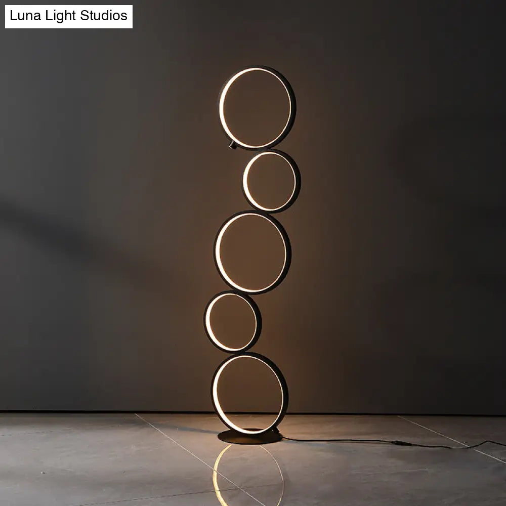 Modern Led Floor Lamp With Black Bubbling/Wavy/Twisting Design Acrylic Shade And Warm/White Light