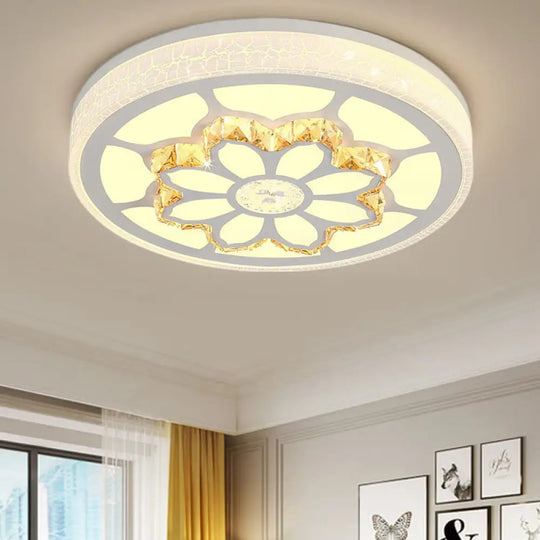 Modern Led Flower Ceiling Light With Color Options And Crystal Accents - Brown/White White / 3 C