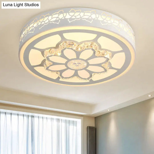 Modern Led Flower Ceiling Light With Color Options And Crystal Accents - Brown/White