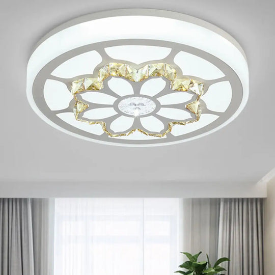 Modern Led Flower Ceiling Light With Color Options And Crystal Accents - Brown/White White / D