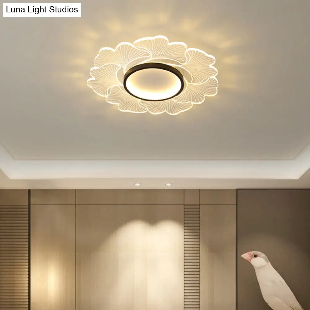 Modern Led Flower Ceiling Mount Light Fixture For Bedroom - Acrylic Flush