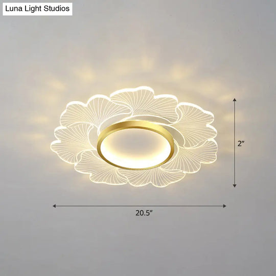 Modern Led Flower Ceiling Mount Light Fixture For Bedroom - Acrylic Flush Gold / 20.5 Remote Control