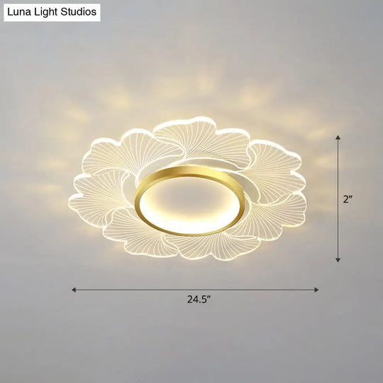 Modern Led Flower Ceiling Mount Light Fixture For Bedroom - Acrylic Flush Gold / 24.5 Third Gear