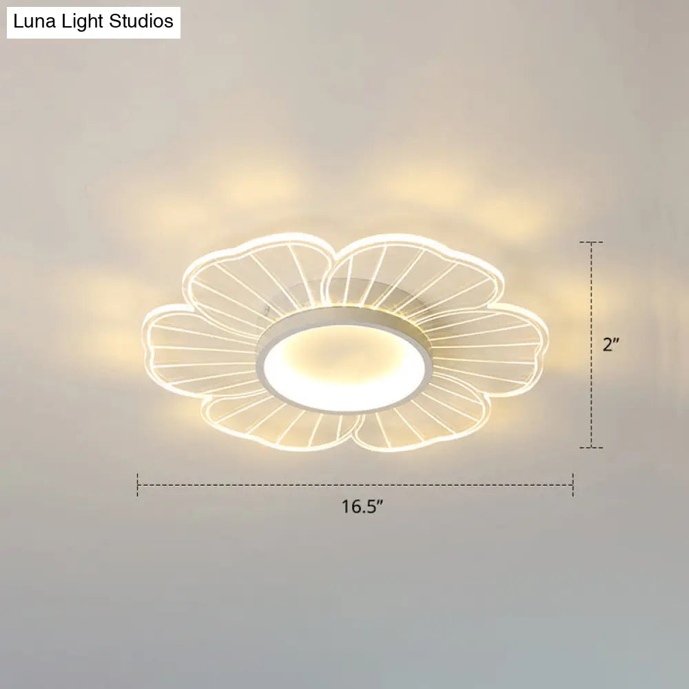 Modern Led Flower Ceiling Mount Light Fixture For Bedroom - Acrylic Flush White / 16.5 Third Gear