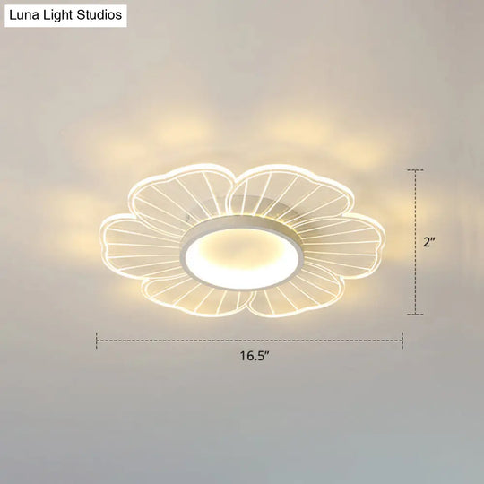 Modern Led Flower Ceiling Mount Light Fixture For Bedroom - Acrylic Flush White / 16.5 Third Gear