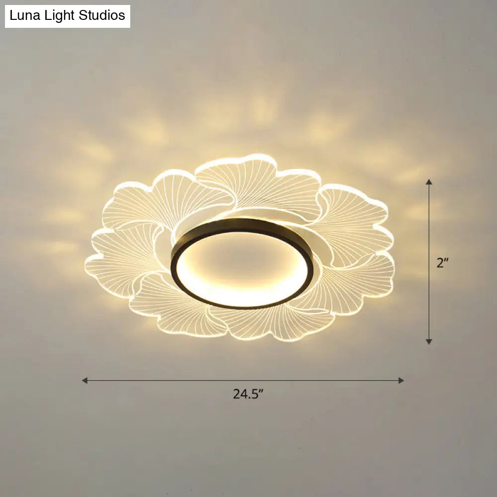 Modern Led Flower Ceiling Mount Light Fixture For Bedroom - Acrylic Flush Black / 24.5 Third Gear