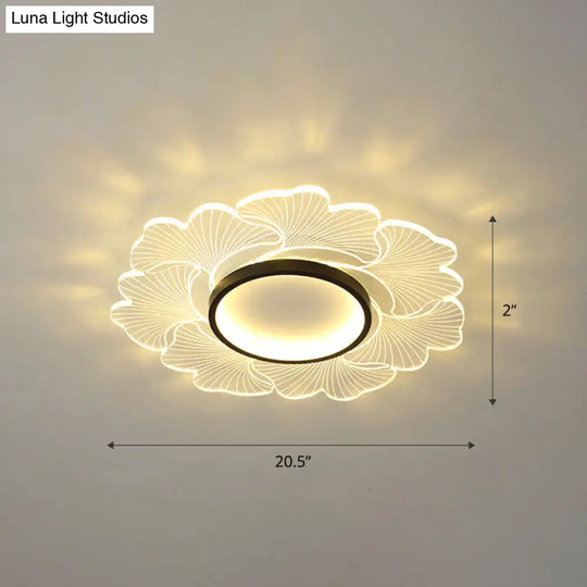 Modern Led Flower Ceiling Mount Light Fixture For Bedroom - Acrylic Flush Black / 20.5 Remote