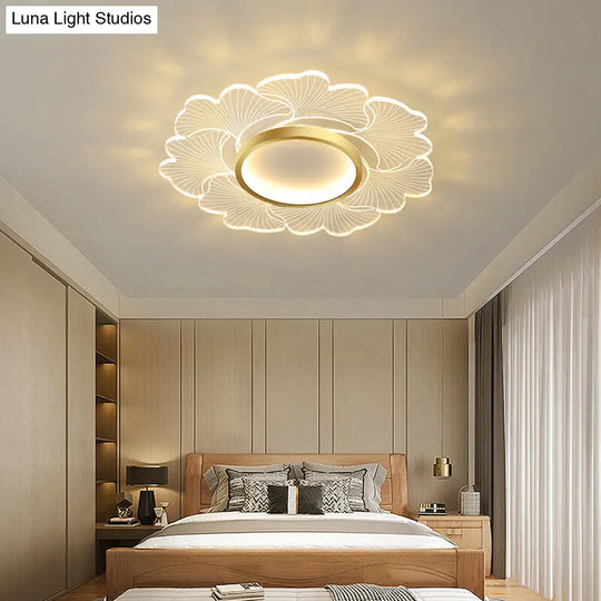 Modern Led Flower Ceiling Mount Light Fixture For Bedroom - Acrylic Flush