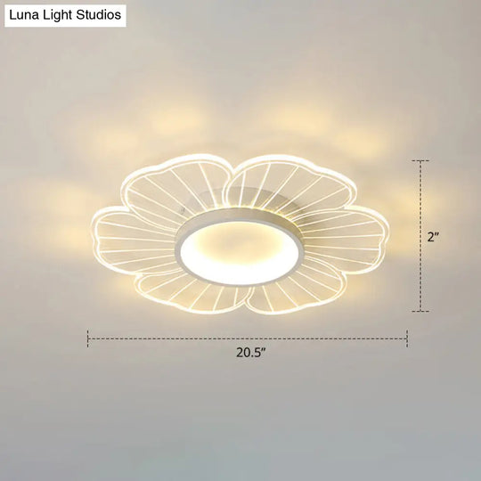 Modern Led Flower Ceiling Mount Light Fixture For Bedroom - Acrylic Flush White / 20.5 Third Gear