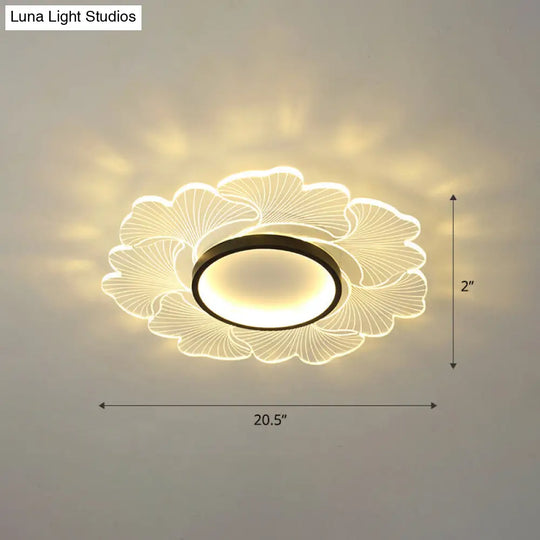 Modern Led Flower Ceiling Mount Light Fixture For Bedroom - Acrylic Flush Black / 20.5 Third Gear