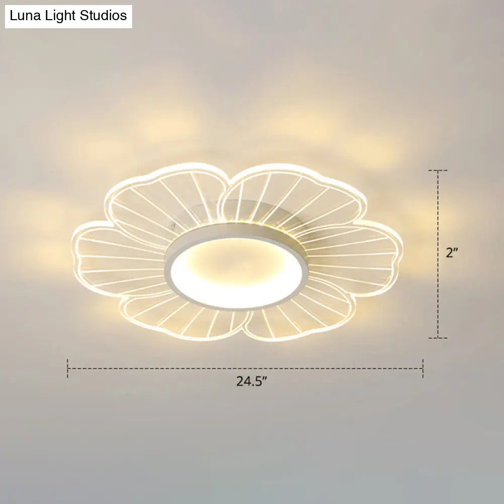 Modern Led Flower Ceiling Mount Light Fixture For Bedroom - Acrylic Flush White / 24.5 Third Gear