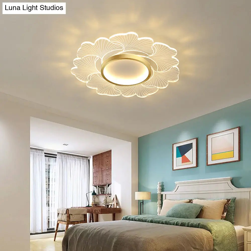 Modern Led Flower Ceiling Mount Light Fixture For Bedroom - Acrylic Flush