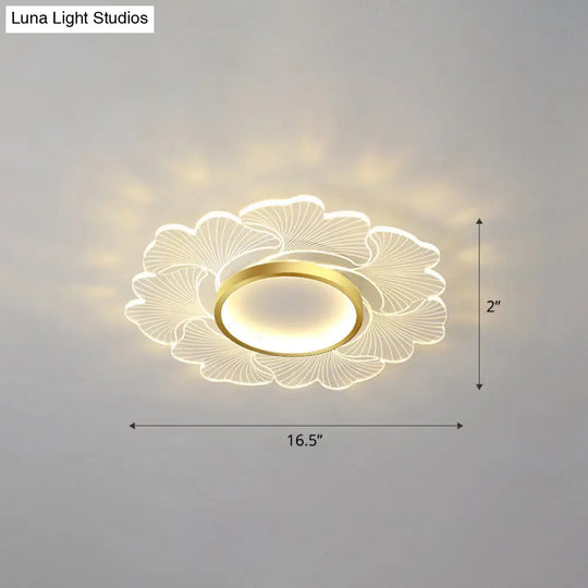 Modern Led Flower Ceiling Mount Light Fixture For Bedroom - Acrylic Flush Gold / 16.5 Third Gear