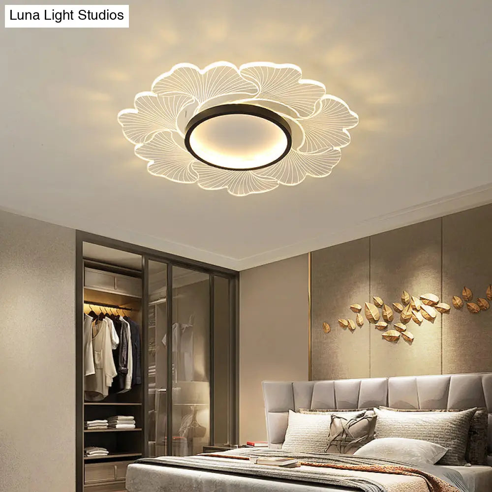 Modern Led Flower Ceiling Mount Light Fixture For Bedroom - Acrylic Flush