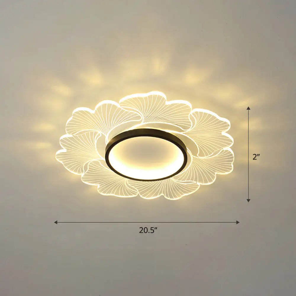 Modern Led Flower Ceiling Mount Light Fixture For Bedroom - Acrylic Flush Black / 20.5’ Third Gear