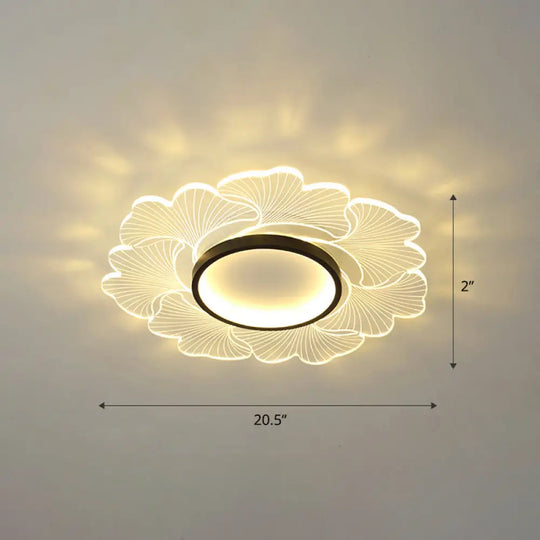 Modern Led Flower Ceiling Mount Light Fixture For Bedroom - Acrylic Flush Black / 20.5’ Third Gear