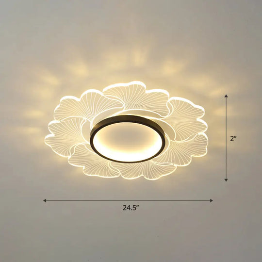 Modern Led Flower Ceiling Mount Light Fixture For Bedroom - Acrylic Flush Black / 24.5’ Third Gear