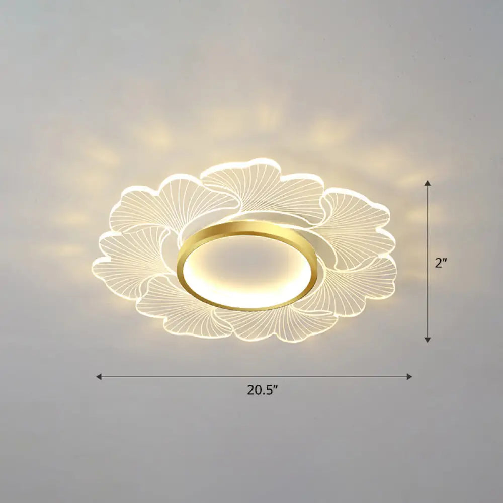 Modern Led Flower Ceiling Mount Light Fixture For Bedroom - Acrylic Flush Gold / 20.5’ Third Gear