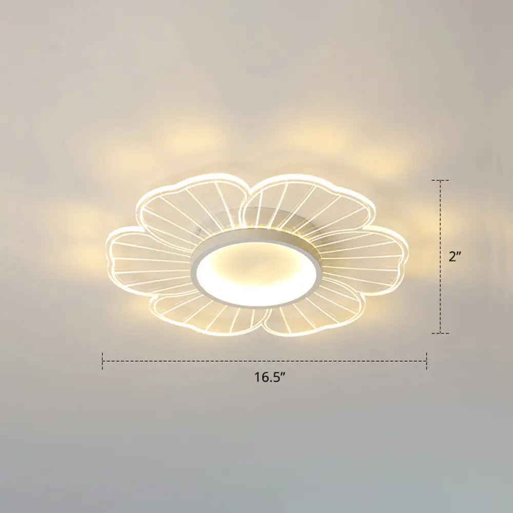 Modern Led Flower Ceiling Mount Light Fixture For Bedroom - Acrylic Flush White / 16.5’ Third Gear