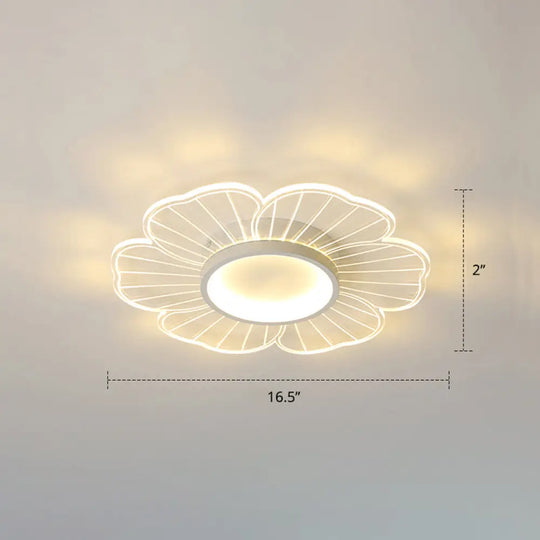 Modern Led Flower Ceiling Mount Light Fixture For Bedroom - Acrylic Flush White / 16.5’ Third Gear